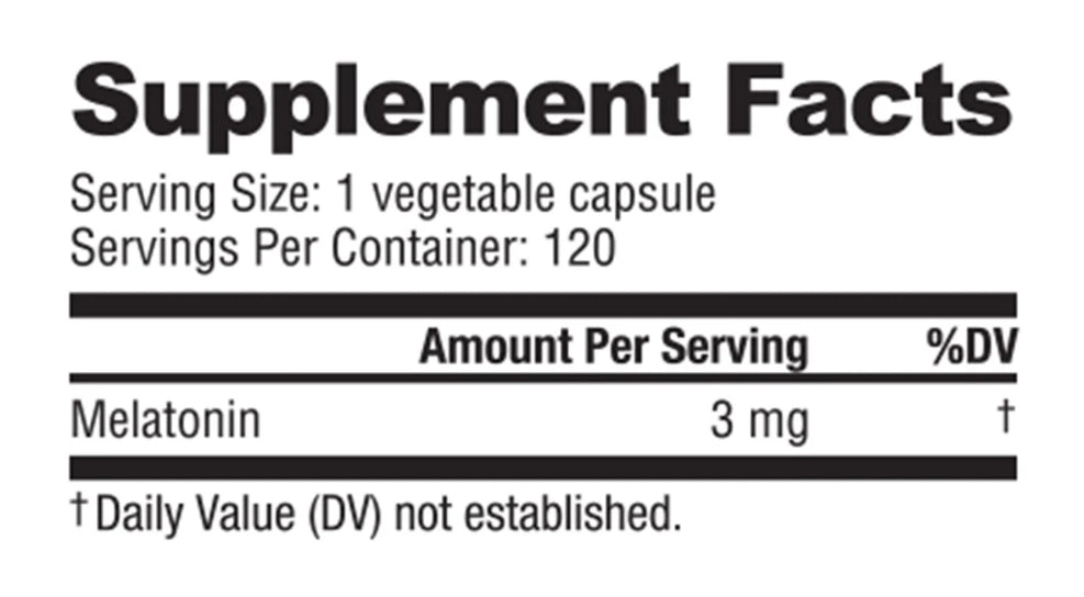 NutraBio Melatonin 3 mg 120 Vegetable Capsules