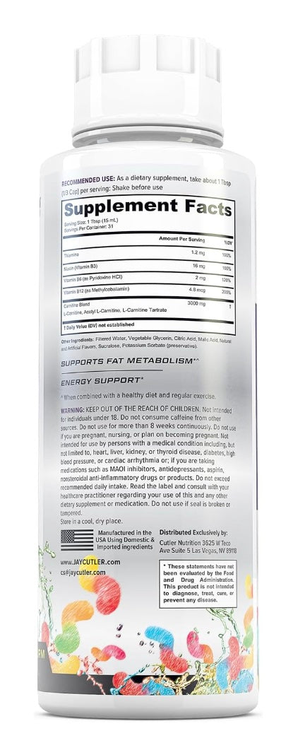 Cutler Nutrition Liquid L-Carnitine 3000: Metabolism & Energy Support