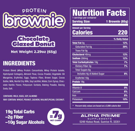 Alpha Prime Protein Brownie Glazed Chocolate Donut
