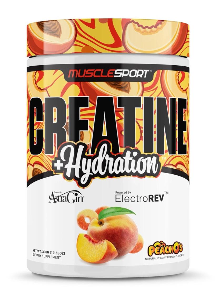 "MuscleSport Creatine + Hydration, PeachOs Flavor, The Supplement Stop"