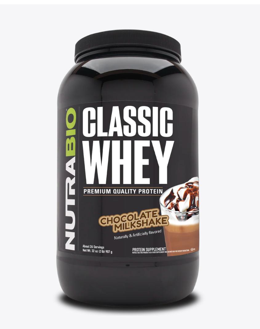 "NutraBio Classic Whey Protein Powder 2LB-Chocolate Milkshake-The Supplement Stop"