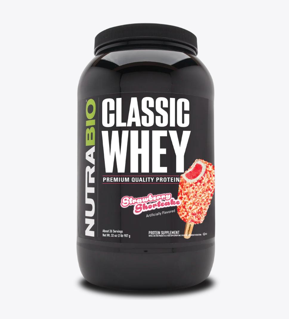 "NutraBio Classic Whey Protein Powder 2LB-Strawberry Shortcake-The Supplement Stop"