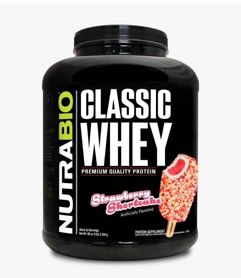 "NutraBio Classic Whey Protein Powder 5LB-Strawberry Shortcake-The Supplement Stop"