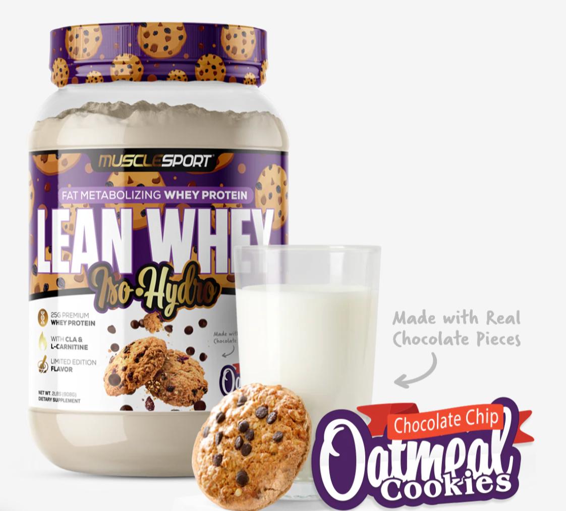 "Musclesport Lean Whey® Iso Hydro Gourmet Protein 2LB-Oatmeal Chocolate Chip Cookies-The Supplement Stop"