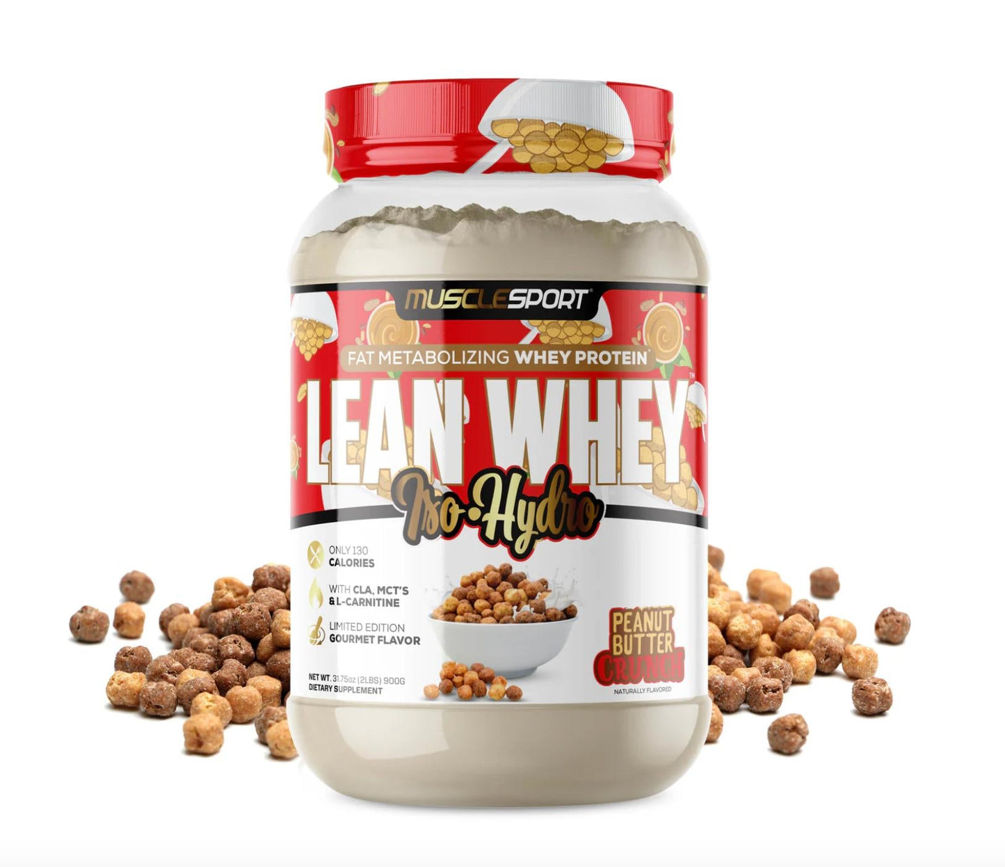 "Musclesport Lean Whey® Iso Hydro Gourmet Protein 2LB-Peanut Butter Crunch-The Supplement Stop"