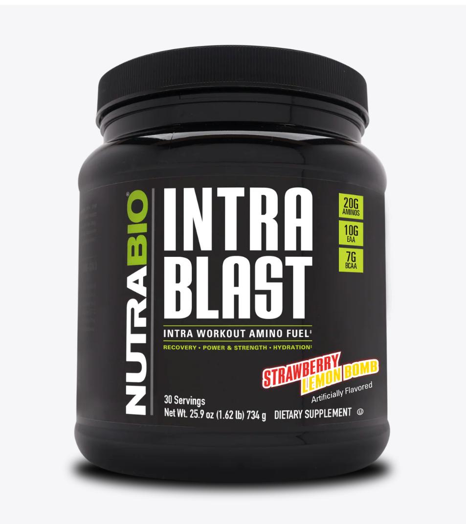 "NutraBio Intra Blast-Strawberry Lemonade-The Supplement Stop"