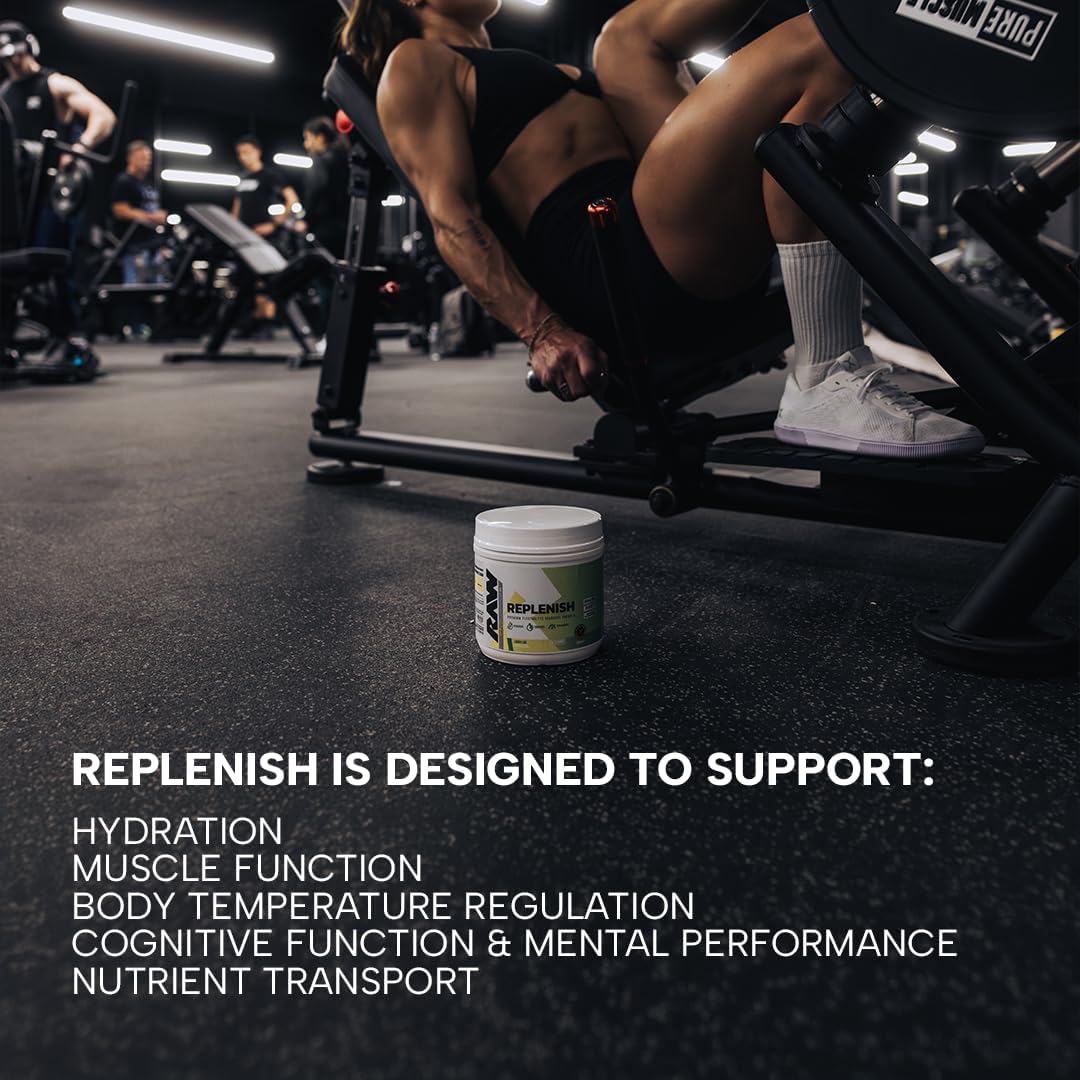 "Raw Replenish Supports Hydration, Muscle Function, Body Temperature Regulation, Cognitive Function, Nutrient Transport-The Supplement Stop"