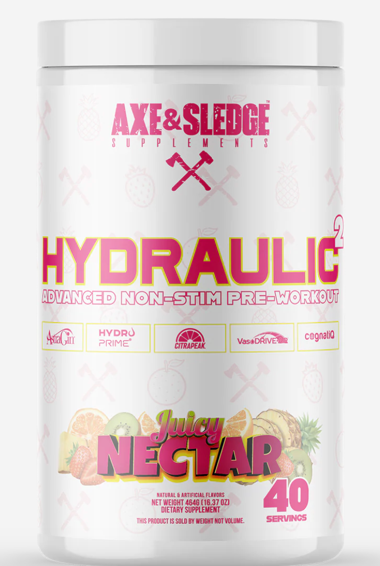 "Axe & Sledge Supplements Hydraulic Advanced Non-Stim Preworkout Juicy Nectar Flavor-The Supplement Stop"