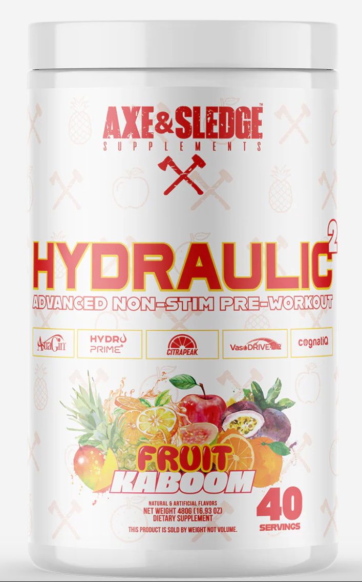 "Axe & Sledge Supplements Hydraulic Advanced Non-Stim Preworkout Fruit Kaboom Flavor-The Supplement Stop"