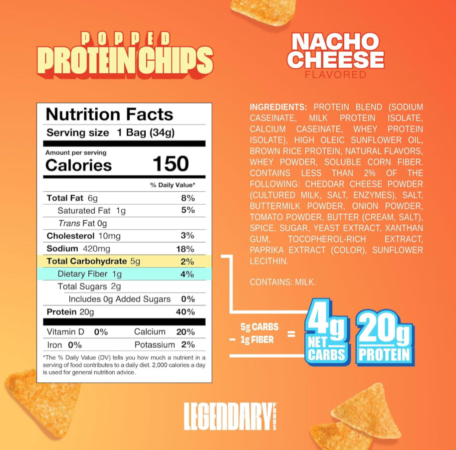 Legendary Foods Protein Pop Chips Nacho Cheese