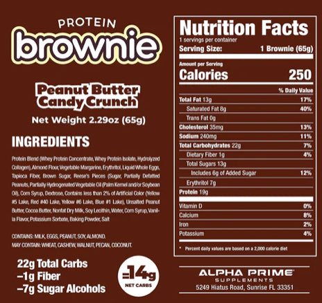 Alpha Prime Bite Protein Brownie Glazed Peanut Butter Candy Crunch