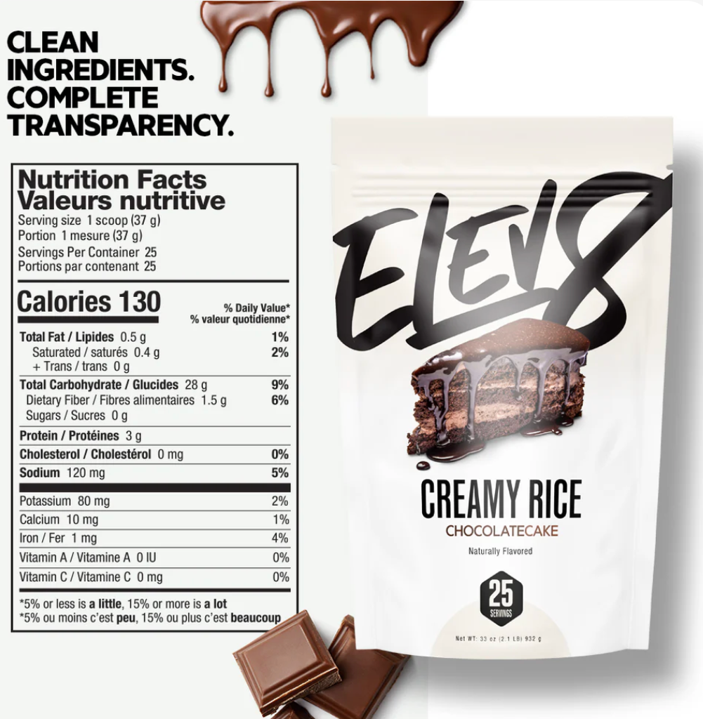 Elev8 Creamy Rice Chocolate Cake Nutrition Facts-The Supplement Stop