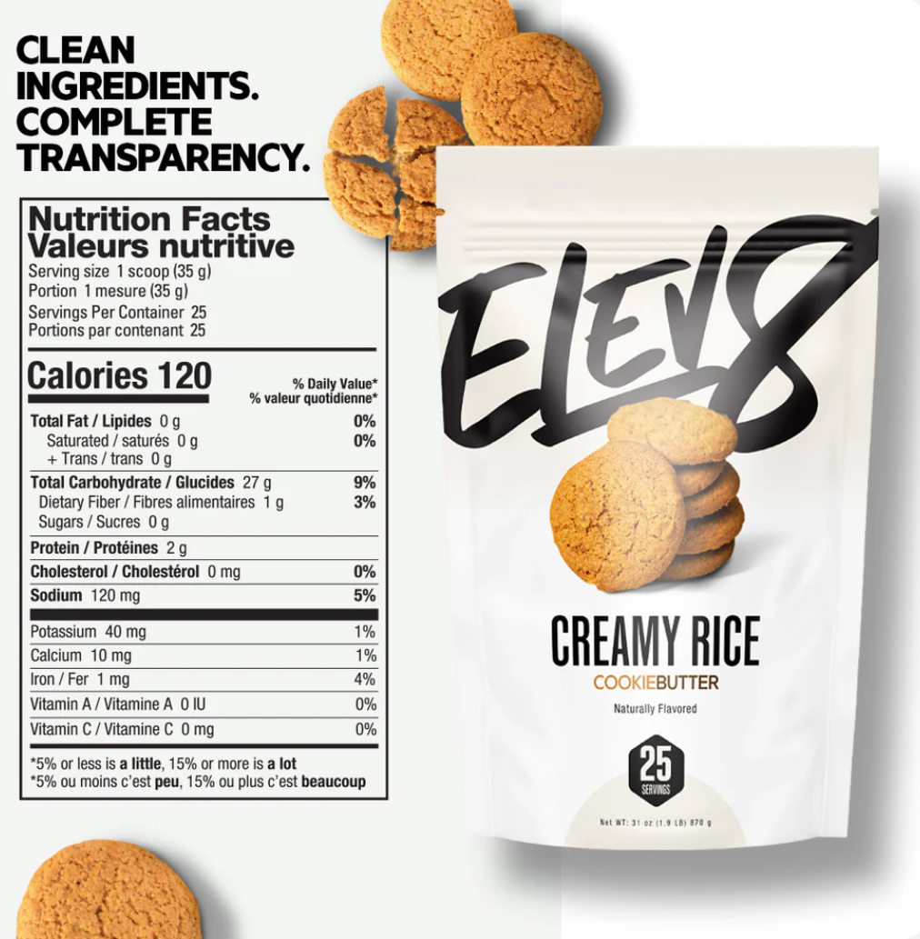 Elev8 Creamy Rice Cookie Butter Nutrition Facts-The Supplement Stop