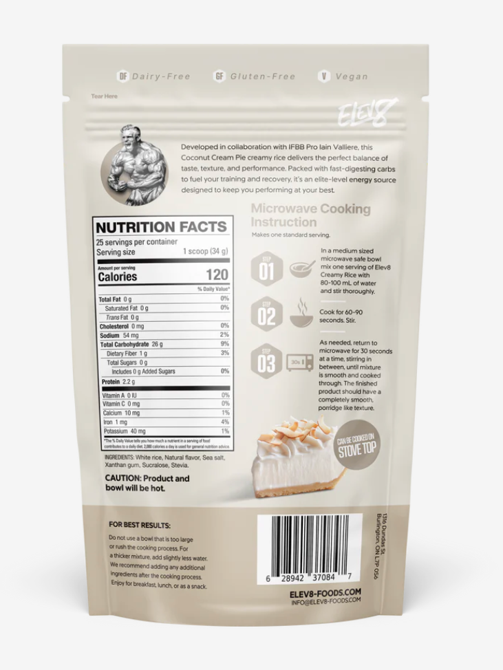 Elev8 Creamy Rice Cream Pie Nutrition Facts-The Supplement Stop