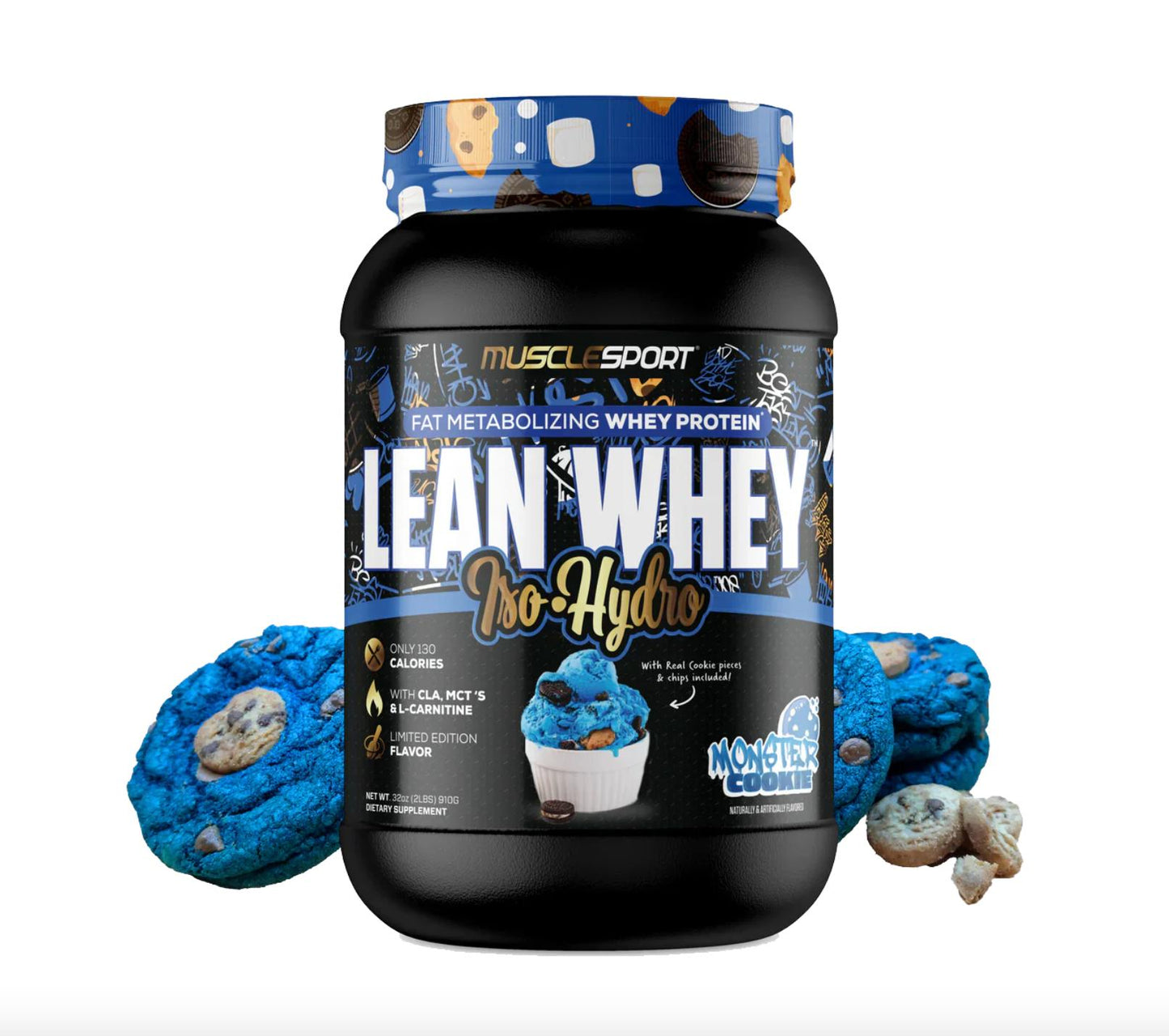 Musclesport Lean Whey® Iso Hydro Gourmet Protein 2LB-Monster Cookie-The Supplement Stop