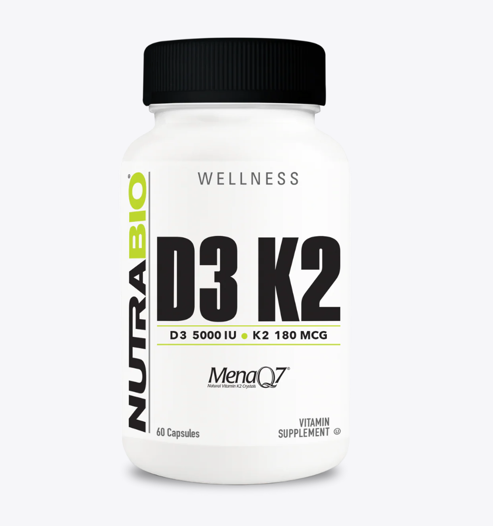 NutraBio D3 K2 (5000 IU D3, 180 mcg K2)-The Supplement Stop