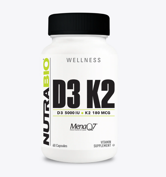 NutraBio D3 K2 (5000 IU D3, 180 mcg K2)-The Supplement Stop