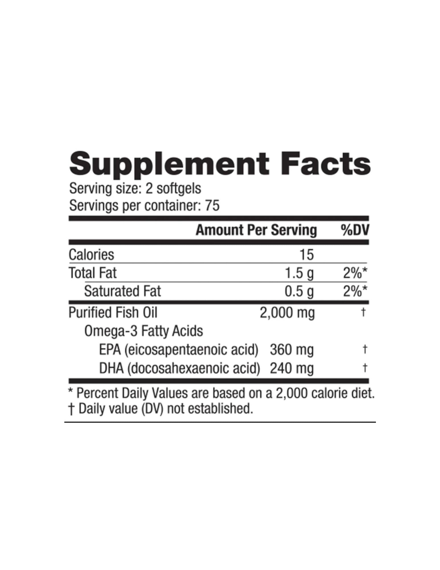 NutraBio Omega 3 Fish Oil 150 Softgels-The Supplement Stop