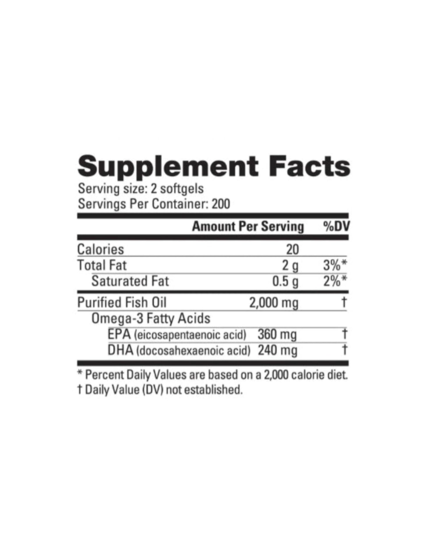 NutraBio Omega 3 Fish Oil 400 Softgels-The Supplement Stop