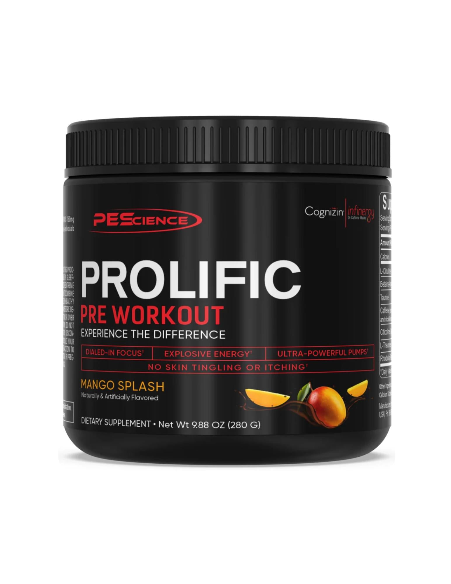 PE Science Prolific Preworkout-Mango Splash-The Supplement Stop