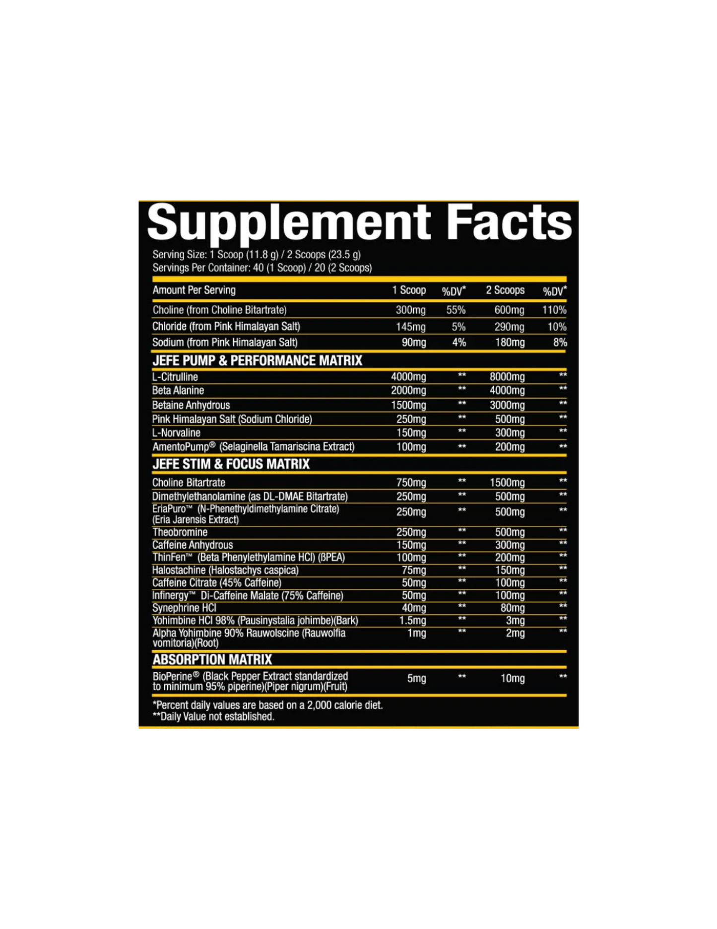 Xtremis Cartel El Jefe Preworkout Supplement Facts-The Supplement Stop
