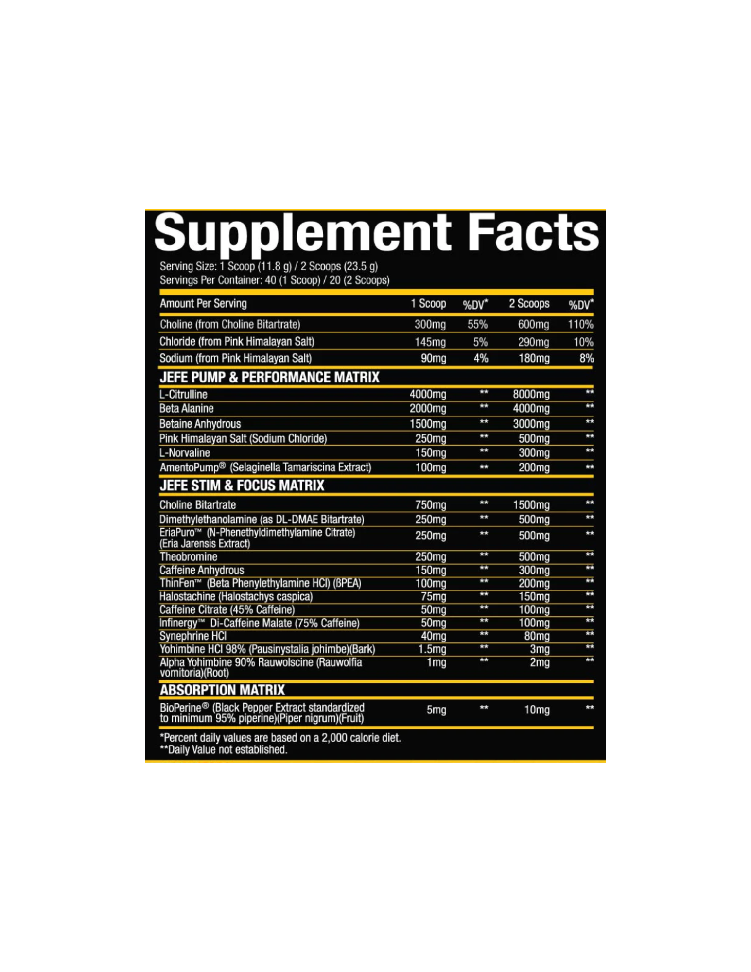 Xtremis Cartel El Jefe Preworkout Supplement Facts-The Supplement Stop